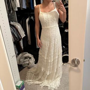 Lulus Bridal shower maxi backless lace dress